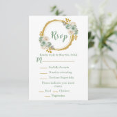 Sage Green and Gold Elegant Flowers Sweet Sixteen 出欠カード (スタンド正面)