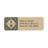 Sage Green and Gold Geometric Return Address Label ラベル (正面)