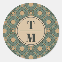 Sage Green and Gold Geometric Wedding Favor ラウンドシール