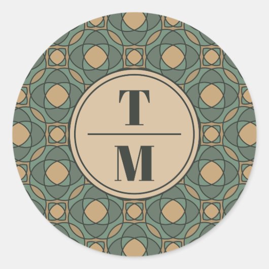 Sage Green and Gold Geometric Wedding Favor ラウンドシール (正面)