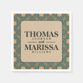 Sage Green and Gold Geometric Wedding Paper Napkin スタンダードカクテルナプキン