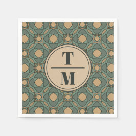 Sage Green and Gold Geometric Wedding Paper Napkin スタンダードカクテルナプキン