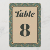 Sage Green and Gold Geometric Wedding Table Number 招待状 (正面)