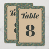 Sage Green and Gold Geometric Wedding Table Number 招待状 (正面/裏面)
