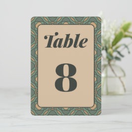 Sage Green and Gold Geometric Wedding Table Number 招待状