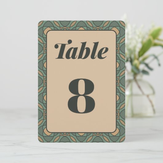 Sage Green and Gold Geometric Wedding Table Number 招待状 (スタンド正面)
