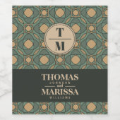 Sage Green and Gold Geometric Wedding Wine Label ワインラベル (シングルラベル)