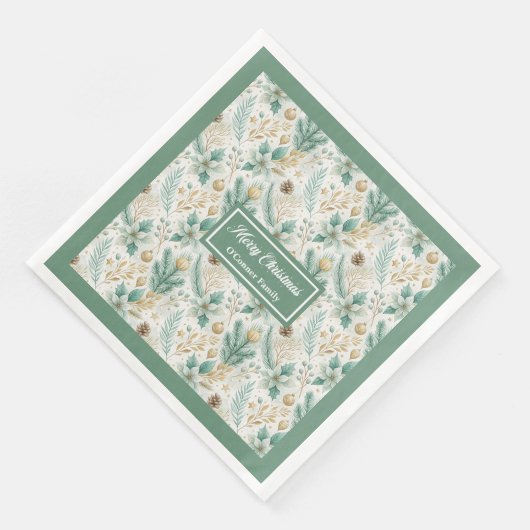 Sage Green and Gold Napkins Elegant Holiday Table (コーナー)