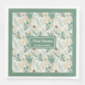 Sage Green and Gold Napkins Elegant Holiday Table (正面)
