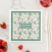 Sage Green and Gold Napkins Elegant Holiday Table (インサイチュ)