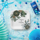 Sage green and gold wedding, engagement, couple ペーパープレート (パーティー)