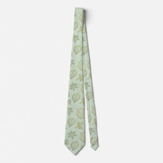 Sage Green and Gold Wedding Neck Tie ネクタイ (正面)