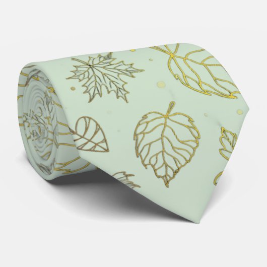Sage Green and Gold Wedding Neck Tie ネクタイ (ロール)