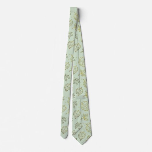 Sage Green and Gold Wedding Neck Tie ネクタイ (裏面)