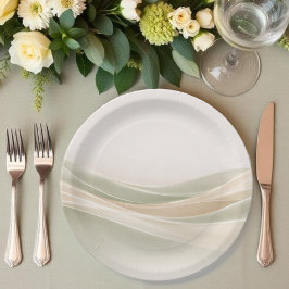 Sage Green and Ivory ペーパープレート