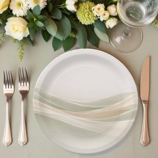 Sage Green and Ivory ペーパープレート