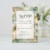 Sage Green and Ivory Rose Lantern Wedding 出欠カード (スタンド正面)