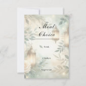 Sage Green and Ivory Rose Lantern Wedding 出欠カード (裏面)