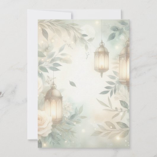 Sage Green and Ivory Rose Lantern Wedding 招待状 (裏面)
