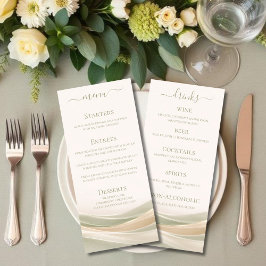 Sage Green and Ivory Wedding Dinner and Bar Menu  メニュー