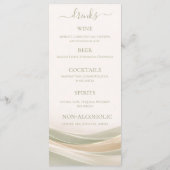 Sage Green and Ivory Wedding Dinner and Bar Menu  メニュー (裏面)