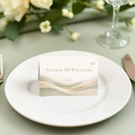 Sage Green and Ivory Wedding Place Card-Pork テーブルナンバー