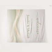 Sage Green and Ivory Wedding Sign タペストリー (正面(横))