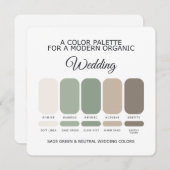 Sage Green and Neutral Wedding Color Palette Card 招待状 (正面/裏面)