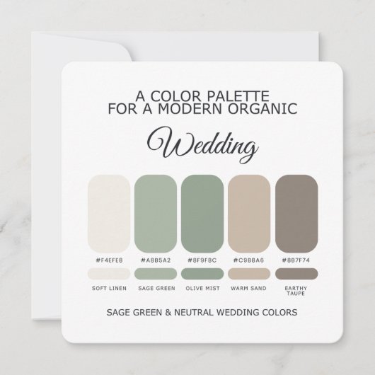 Sage Green and Neutral Wedding Color Palette Card 招待状 (正面)