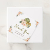 Sage Green and Peach Floral Pumpkins Baby Shower フェイバータグ (インサイチュ)