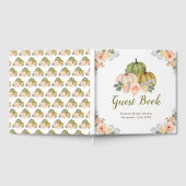 Sage Green and Peach Floral Pumpkins Bridal Shower ゲストブック (全面)