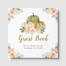 Sage Green and Peach Floral Pumpkins Bridal Shower ゲストブック