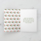 Sage Green and Pink Floral Birthday カード (内部)
