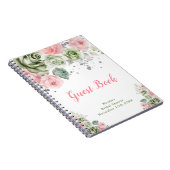 Sage Green and Pink Floral Bridal Guest Book ノートブック (右側)