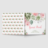 Sage Green and Pink Floral Bridal Shower ゲストブック (全面)