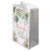 Sage Green and Pink Floral Bridal Shower スモールペーパーバッグ (正面アングル)