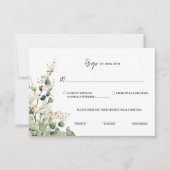 Sage Green and Pink Lantern Eucalyptus Floral   出欠カード (正面)