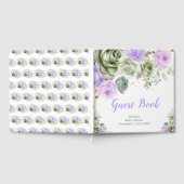 Sage Green and Purple Floral Baby Shower ゲストブック (全面)