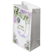 Sage Green and Purple Floral Bridal Shower スモールペーパーバッグ (裏面アングル)