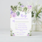 Sage Green and Purple Floral Sweet Sixteen  出欠カード (スタンド正面)