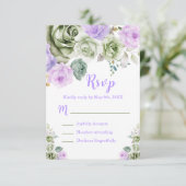 Sage Green and Purple Floral Sweet Sixteen 出欠カード (スタンド正面)