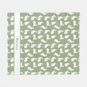 Sage Green And White Bunny Pattern And Name Easter フリースブランケット (正面(横))