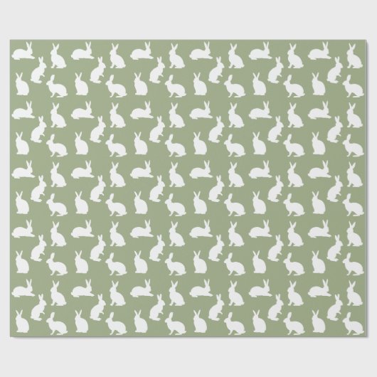 Sage Green And White Bunny Pattern Cute Easter ラッピングペーパー (フラット)