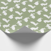 Sage Green And White Bunny Pattern Cute Easter ラッピングペーパー (角)