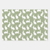 Sage Green And White Bunny Pattern Modern Easter ラッピングペーパーシート (正面)