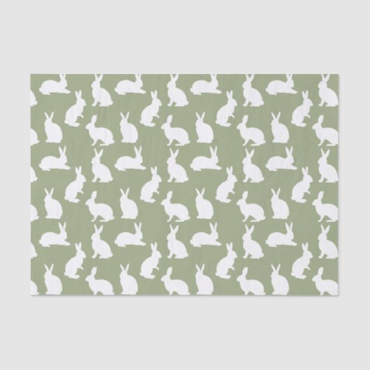 Sage Green And White Bunny Pattern Stylish Easter 薄葉紙 (正面)