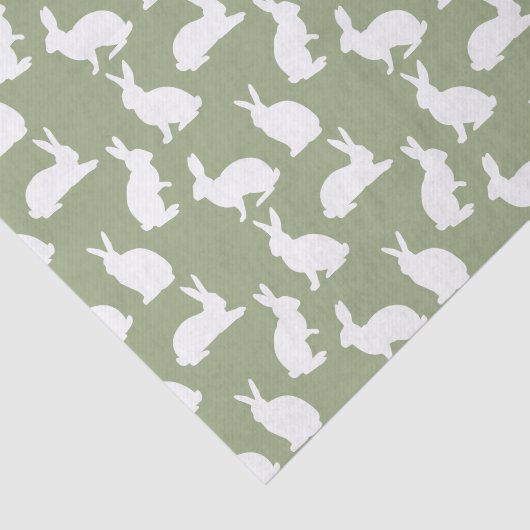 Sage Green And White Bunny Pattern Stylish Easter 薄葉紙 (詳細)