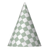 Sage Green and White Checkered  パーティーハット (左)
