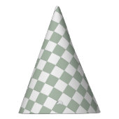 Sage Green and White Checkered  パーティーハット (右)