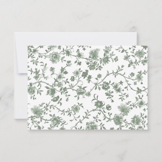 Sage Green and White Chinoiserie Wedding 出欠カード (裏面)